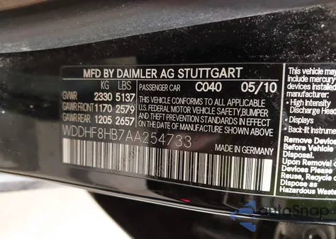 2010 Mercedes-Benz E 350 4Matic z USA, uszkodzony, nr VIN WDDHF8HB7AA254733